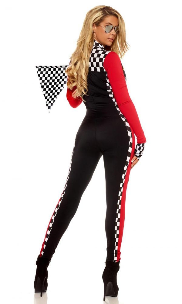 Women Sexy Race Car Driver Costume Racing Girl Jumpsuit Car Game Long Sleeves Uniform - Imagen 3