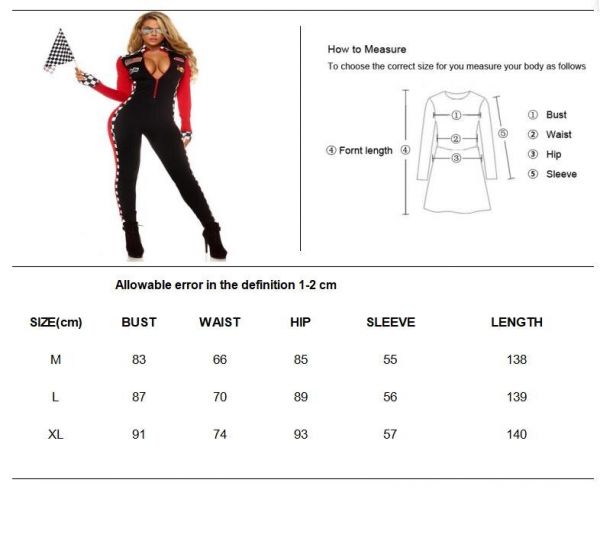 Women Sexy Race Car Driver Costume Racing Girl Jumpsuit Car Game Long Sleeves Uniform - Imagen 4