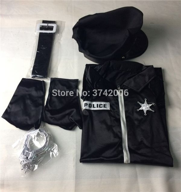 Sexy Female Cop Officer Policewomen Outfit Black Zipper Satin Police Women Sexy Cosplay Costume – Image 4