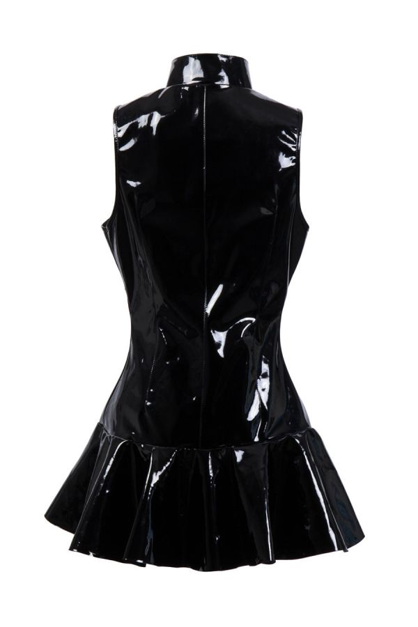 Plus Size PVC Vinyl Latex Wet Look Bondage Mini Dress Sleeveless Bodycon Catsuit Clubwear Party Dress - Afbeelding 6