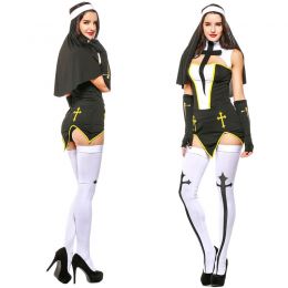 Sexy Nun Cross Lingerie Halloween Bad Habit Nun Cosplay Costume