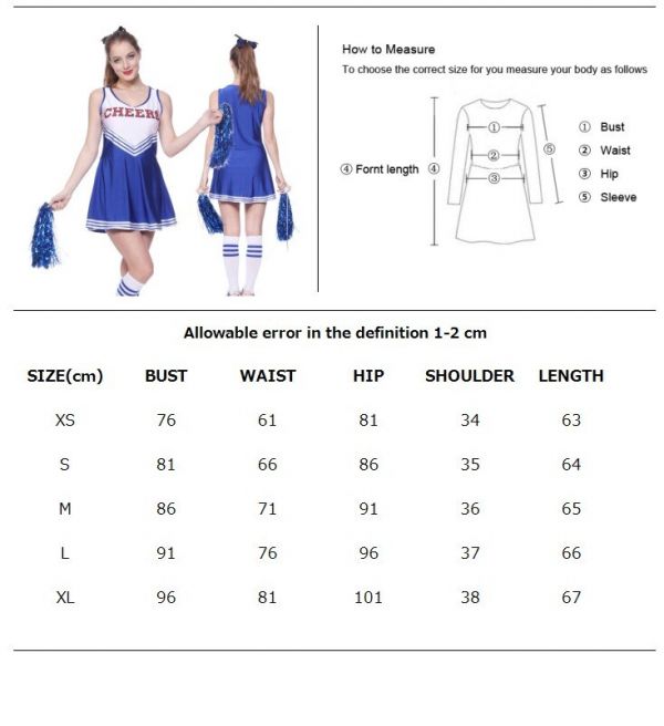 Women Cheerleader Costume High School Girl Sport Games Cheer Show Dance Dress Outfit - Imagen 2