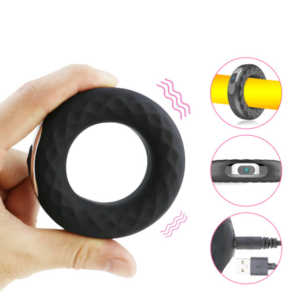 Silicone Vibrating Penis Ring Clit Sex Toys for Men Cock Ring Delay Ejaculation Erection Lock Rings Penis Long Lasting Vibrators - Image 6