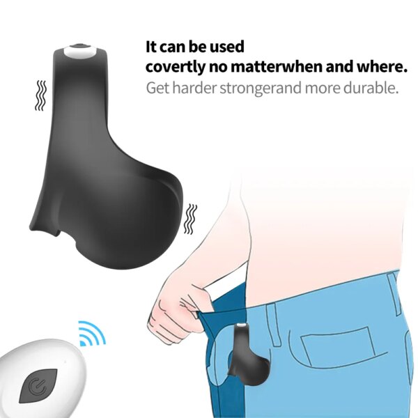 Male Testicle Vibrator Penis Cock Rings Delay Ejaculation Vibrating Scrotum Ball Massager Chastity Couples Ring Sex Toys For Men - Image 6