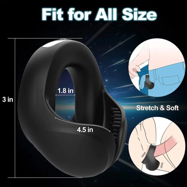 Male Testicle Vibrator Penis Cock Rings Delay Ejaculation Vibrating Scrotum Ball Massager Chastity Couples Ring Sex Toys For Men - Image 4