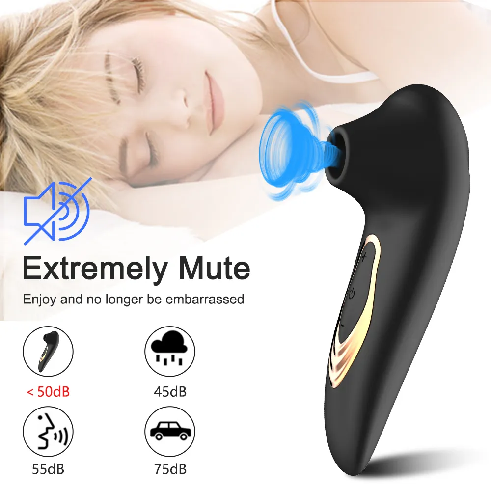 Quiet personal massage device with noise comparison icons.