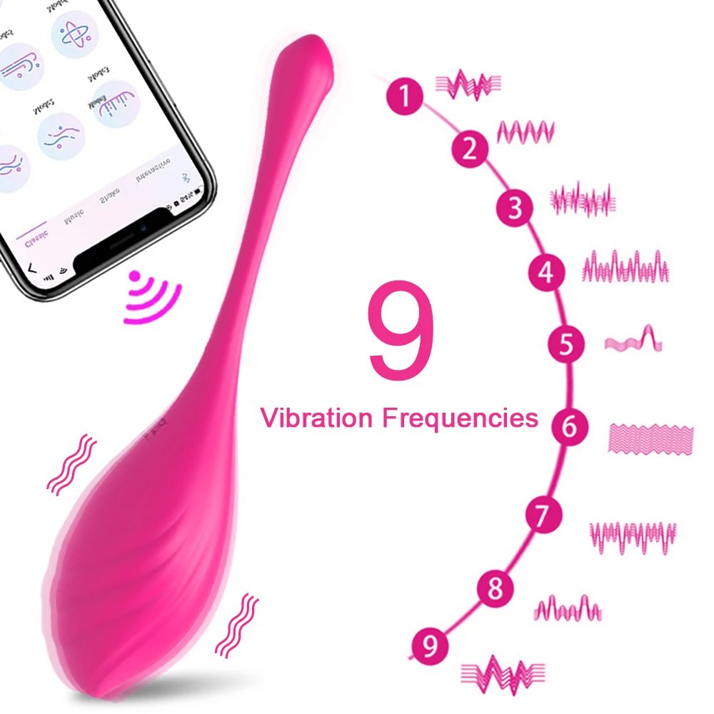 Smartphone-controlled device with 9 vibration settings.