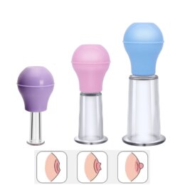 Three pastel nipple suction cups with illustrations