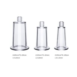 Three suction cups with dimensions listed.
