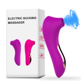 Purple electric massager with packaging box.
