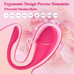 Pink ergonomic design vibrator with nine vibration modes.
