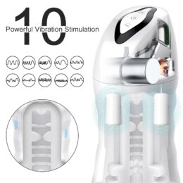 Vibration stimulation device with ten settings, futuristic design.