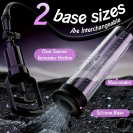Interchangeable base sizes with textured masturbator.