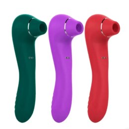 Three colorful silicone massage devices