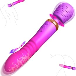 Pink vibrating massage wand with textured head