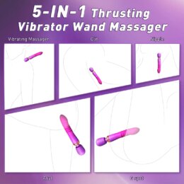 5-in-1 pink vibrating wand massager features