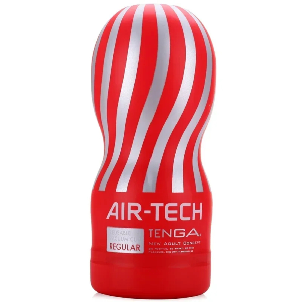 Red and white striped Tenga container