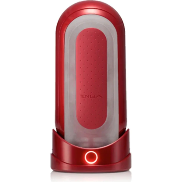 Red electronic device with circular light