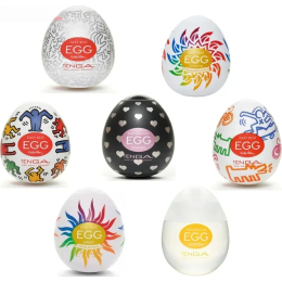 Various colorful Tenga egg packages