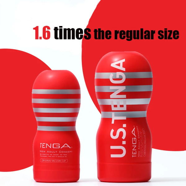 Two Tenga cups, one larger than the other.