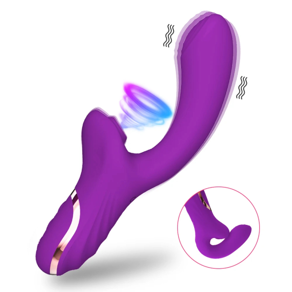Purple rabbit-style vibrator with rotating feature