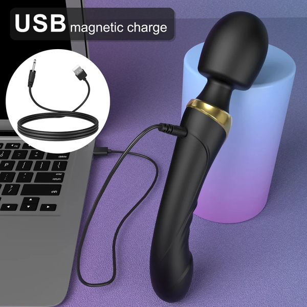 USB magnetic charging wand massager on desk