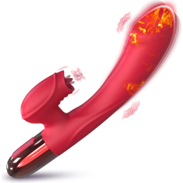 Red heated vibrator with curved shaft