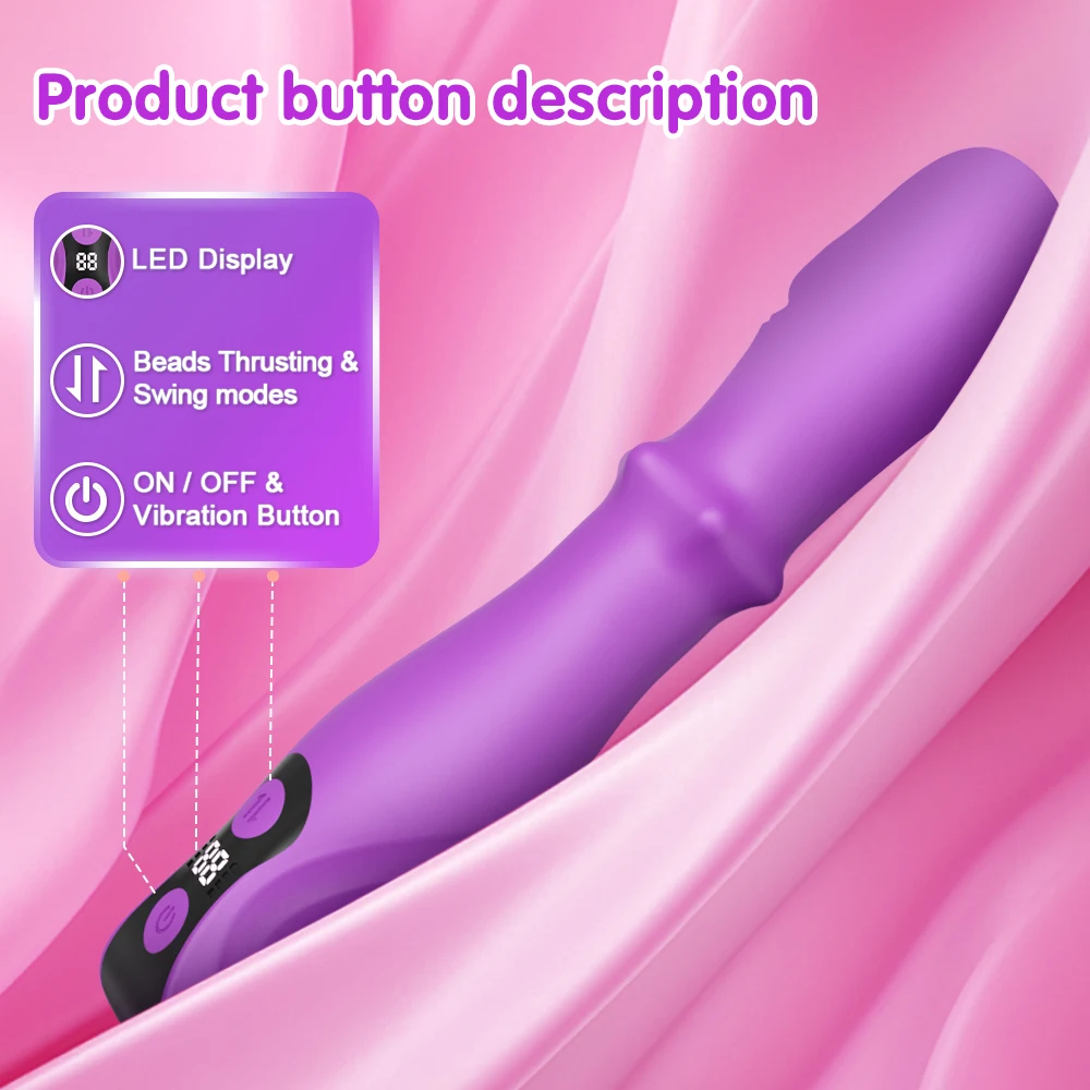 Purple adult massager with LED display and buttons