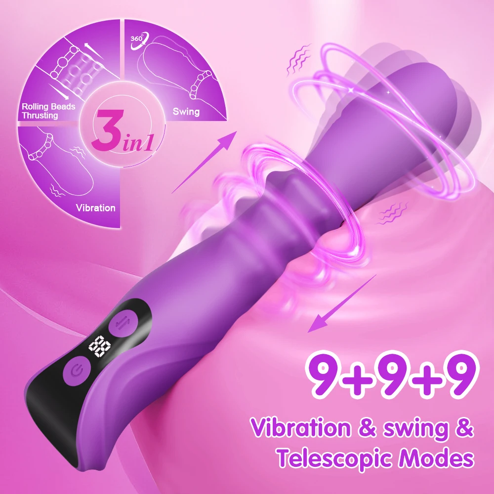 Purple 3-in-1 vibrating massager with multiple modes