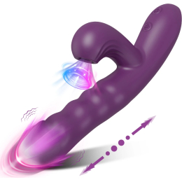 Purple rabbit vibrator with suction feature illustration