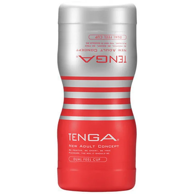 Red and silver TENGA Dual Feel Cup container