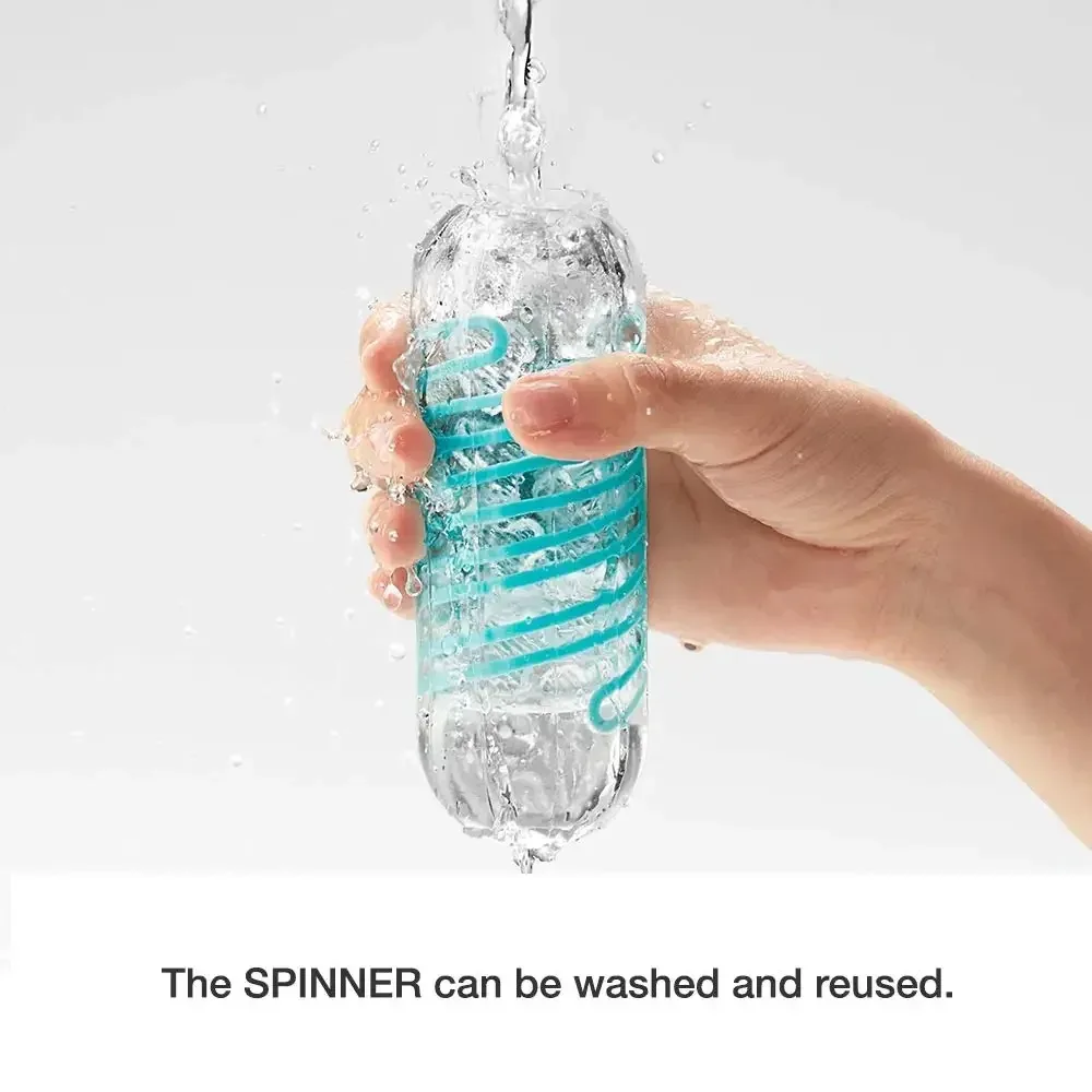 Hand washing reusable bottle spinner under running water