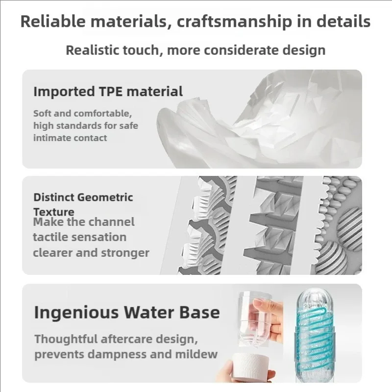 Product features: TPE material, textured interior, water base