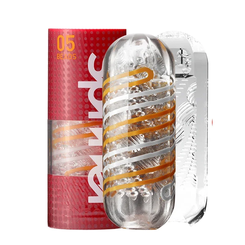 Clear textured male masturbator with red packaging