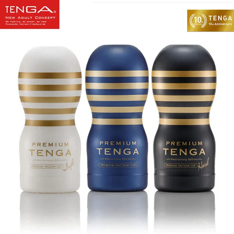 Three TENGA Premium adult product containers