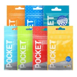 Colorful Tenga Pocket product packages displayed together