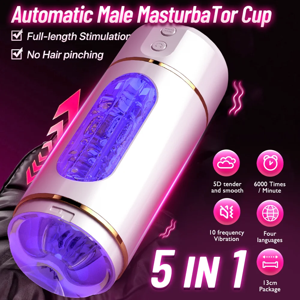 Automatic male masturbator cup with purple interior