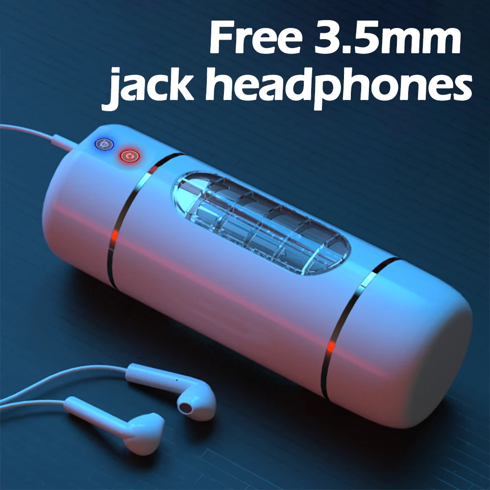 Cylindrical audio device with wired earbuds