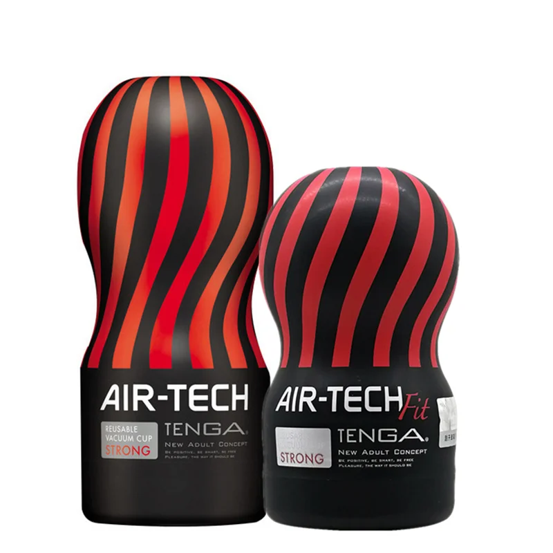 Two black and red striped Tenga Air-Tech cups