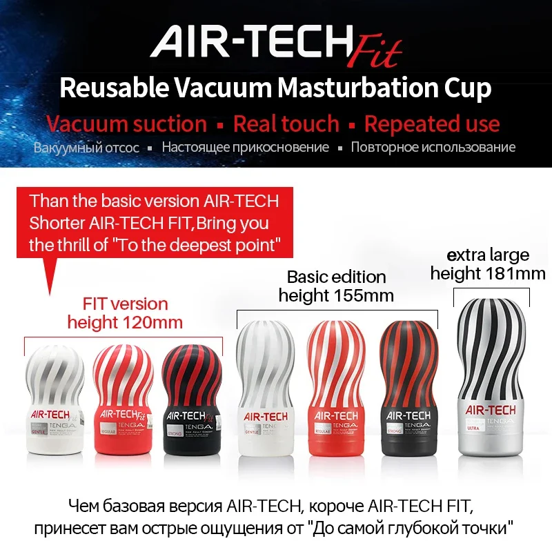 AIR-TECH Fit reusable vacuum masturbation cup sizes