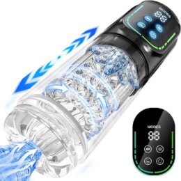Transparent automatic male masturbator with digital display