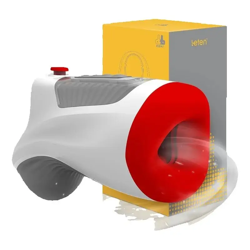 White and red automatic male masturbator device