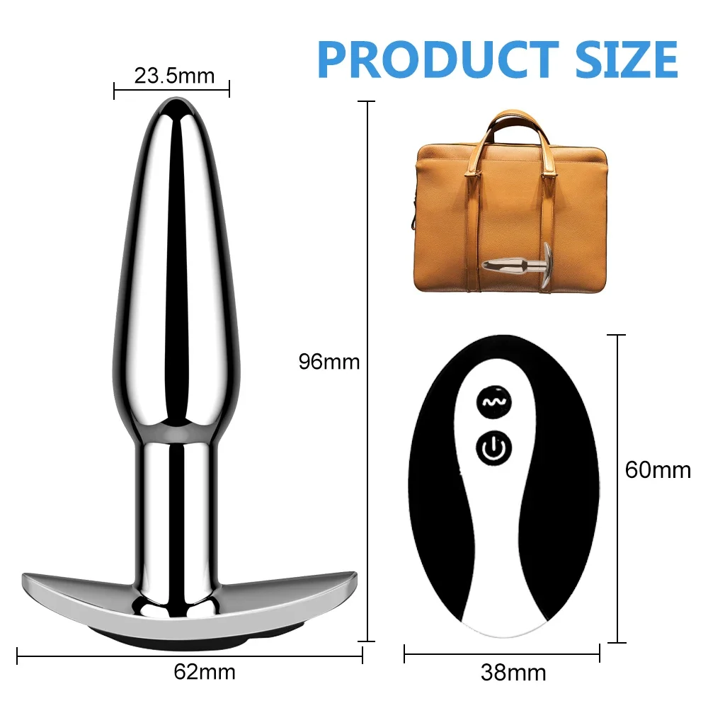 Metal anal plug with remote and dimensions