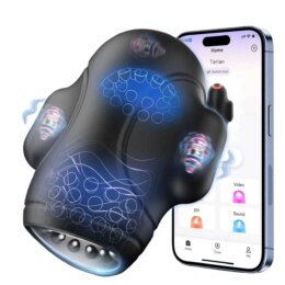 App-controlled male masturbator with textured interior design