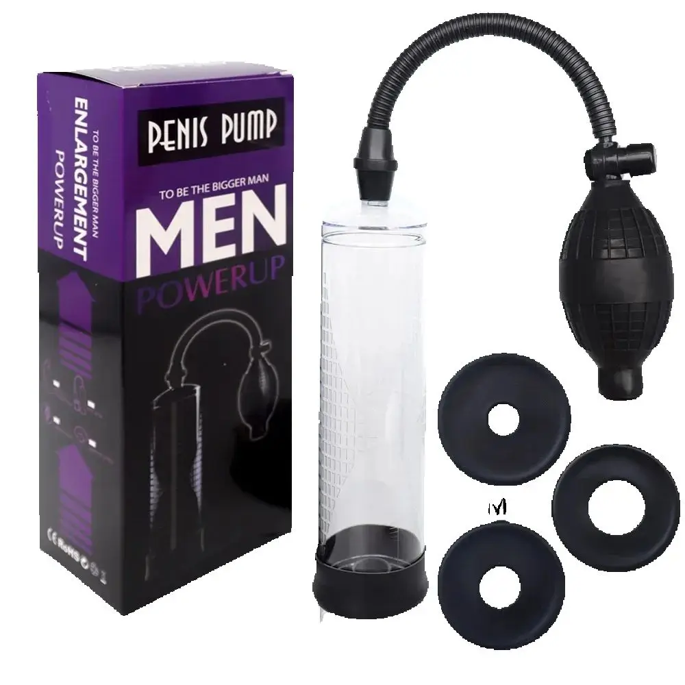 Penis pump kit with hand pump and rings