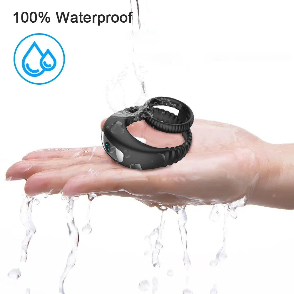 Waterproof black wearable device under running water