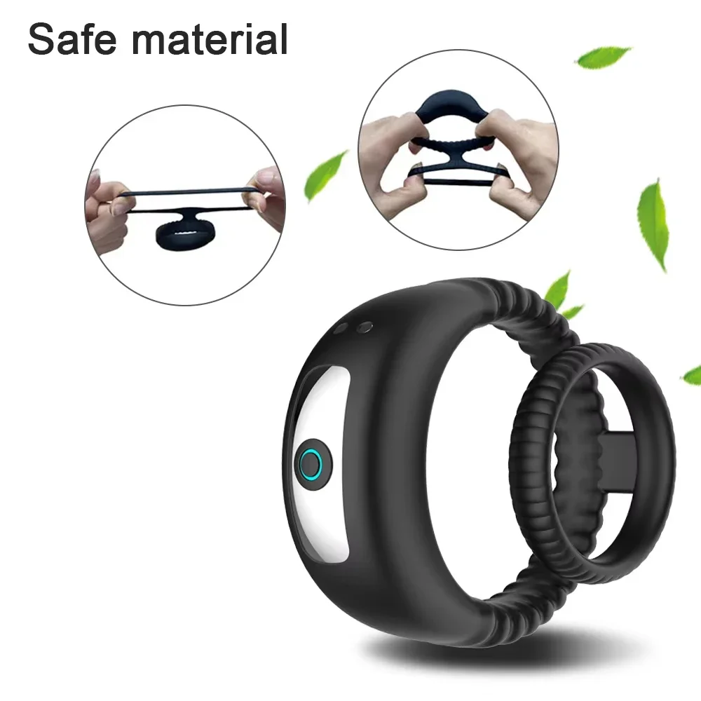 Black wearable vibrating ring with flexible material