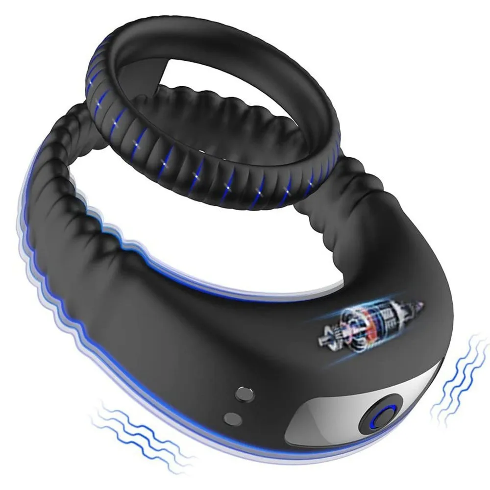 Black wearable electric neck massager with blue accents