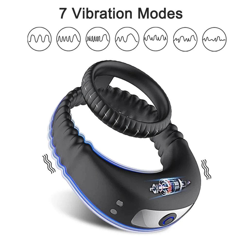 Black wearable vibrating ring with seven modes