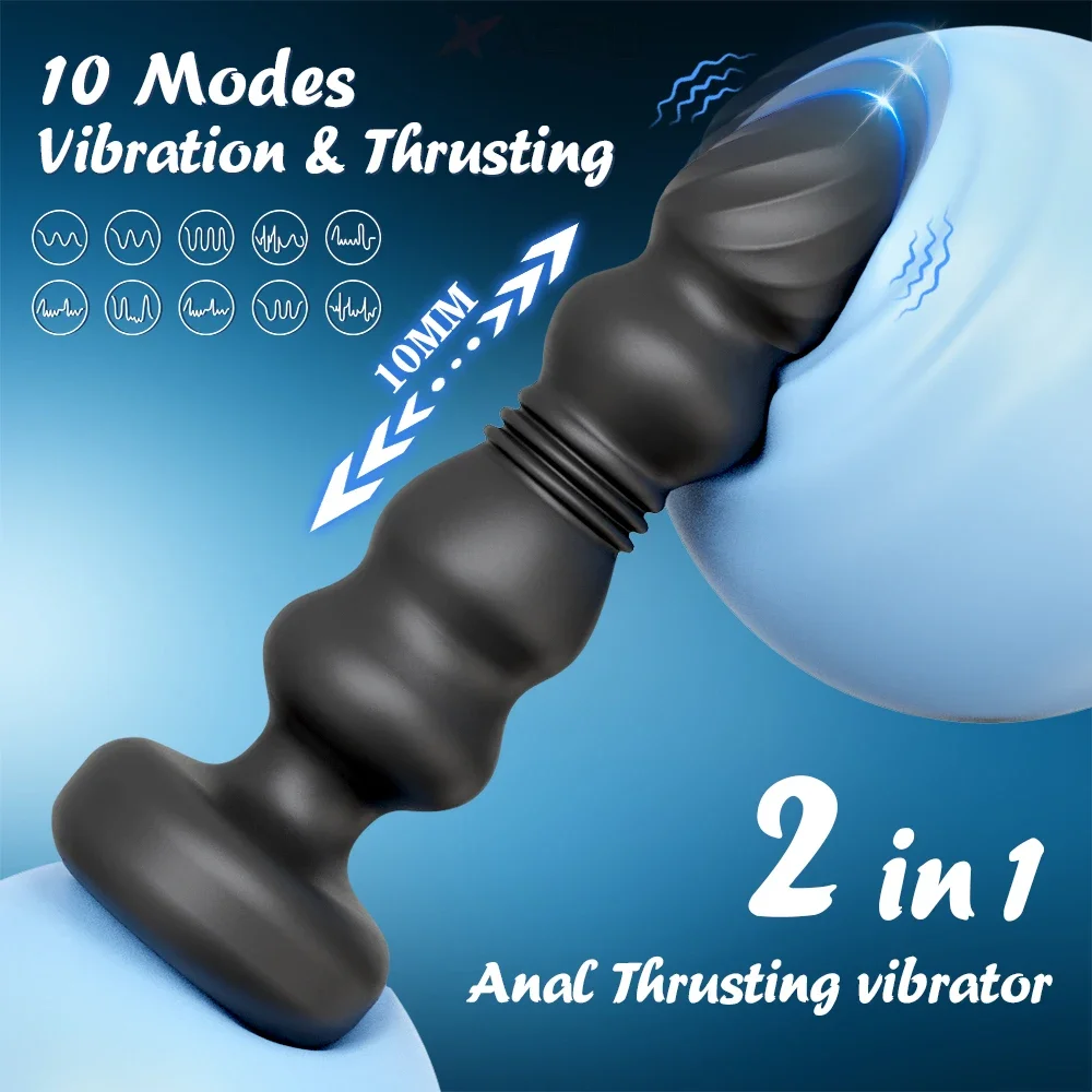 Black anal thrusting vibrator with 10 modes